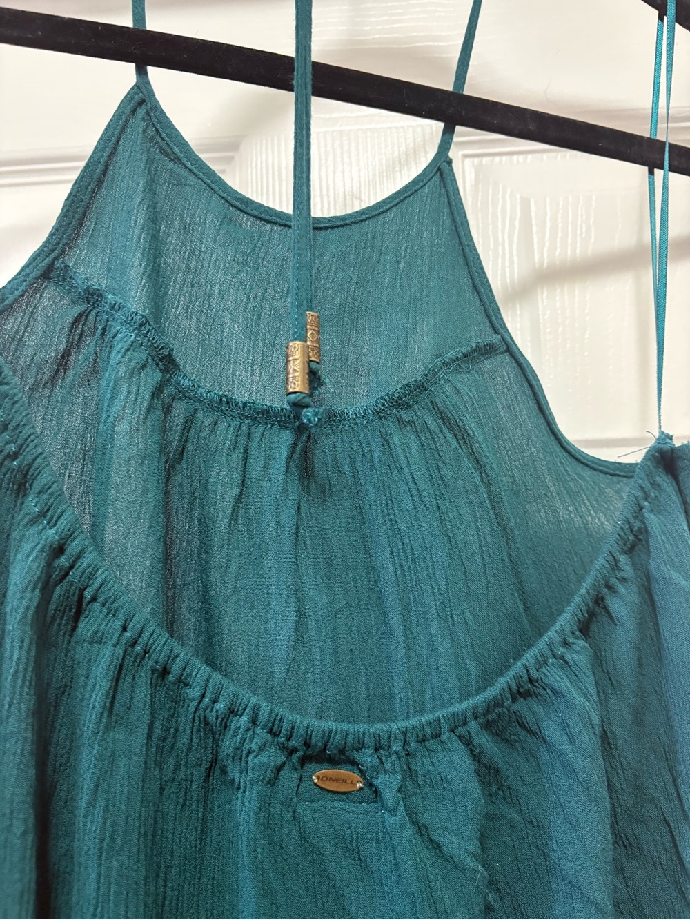 O’Neill Teal Green Sleeveless Ruffled Mini Dress - Picture 4 of 5